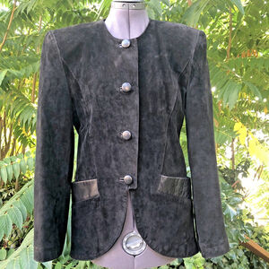 Vintage Size M Danier Women’s Black Leather Jacket Shoulder Pads Pockets CA